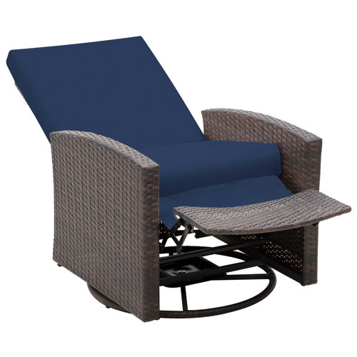 Zipcode Design™ Heffington Swivel Recliner Patio Chair with Cushions
